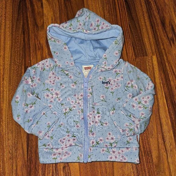 Levi's Three Piece Outfit Purple Floral Hoodie Tee and Jeans Baby Size 18 Months - Picture 7 of 8